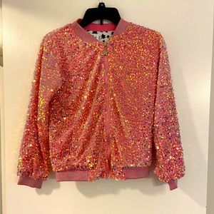 NWOT Lola + the Boys Pretty in Pink Sequin Bomber Jacket. Girls 12